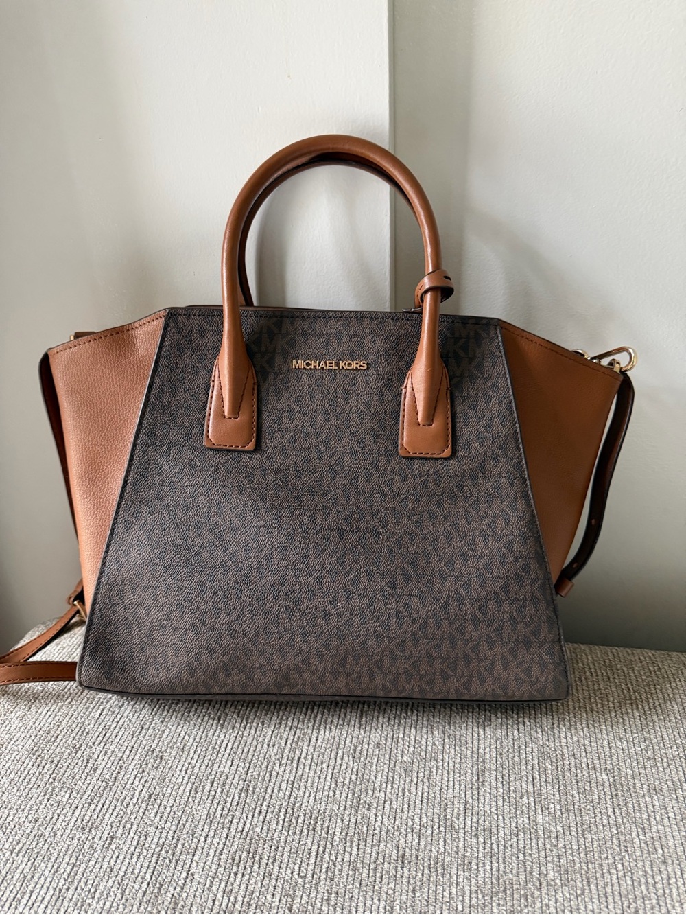 Michael Kors Brown and Tan Signature Satchel